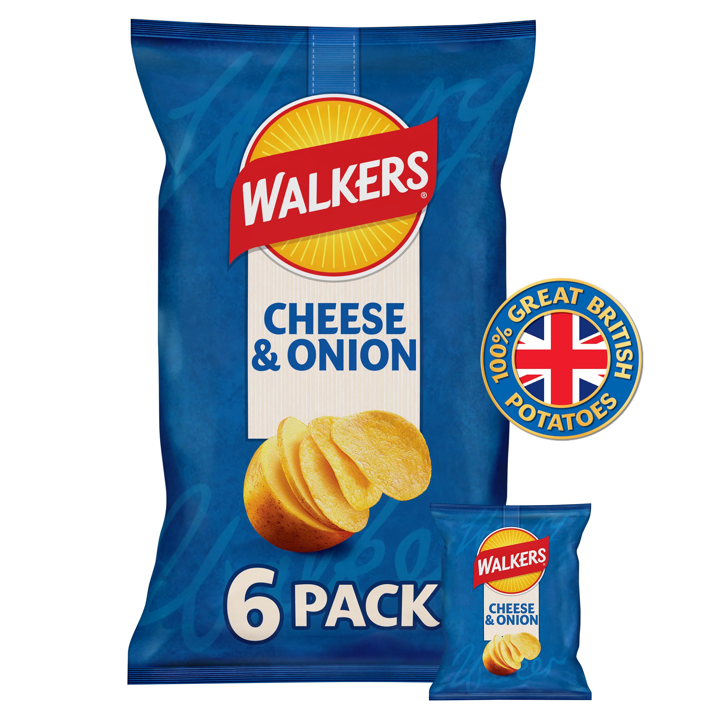 WALKERS CHEESE & ONION CRISPS 6PK
