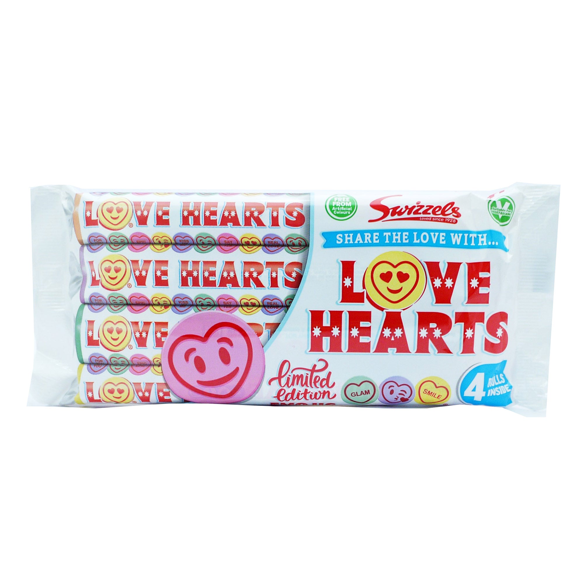 SWIZZELS GIANT LOVE HEARTS ROLLS 4PK