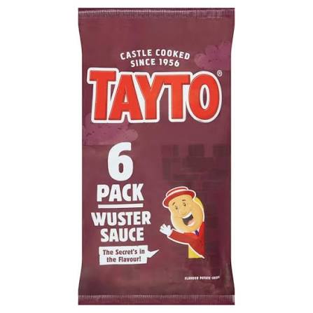 TAYTO WUSTER SAUCE  CRISPS 6PK